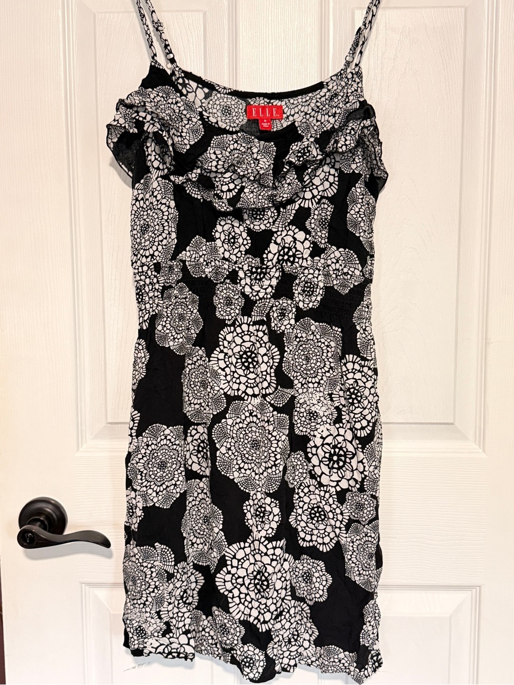 Elle Black and White Floral Ruffle Mini Dress